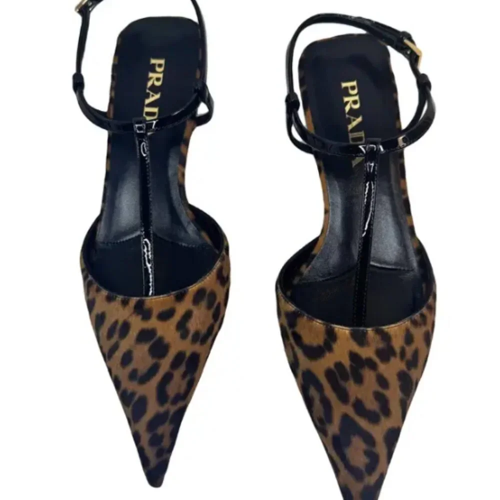 Prada Leopard Print T-Strap Ballerina Pumps - Picture 6 of 6